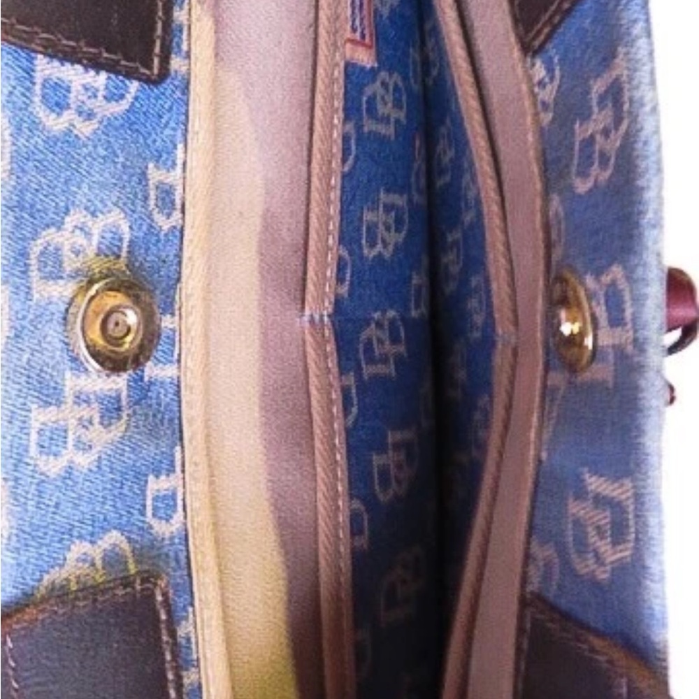 Blue and Brown Monogrammed Bag